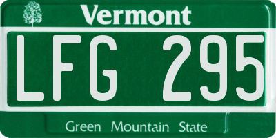 VT license plate LFG295