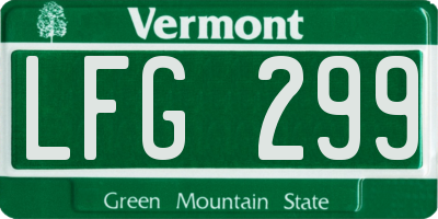 VT license plate LFG299
