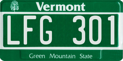VT license plate LFG301