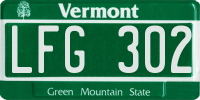 VT license plate LFG302