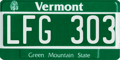 VT license plate LFG303