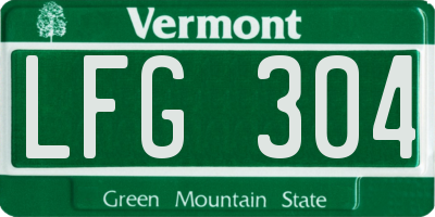 VT license plate LFG304