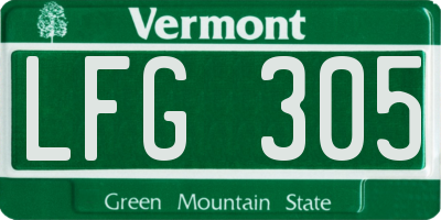VT license plate LFG305
