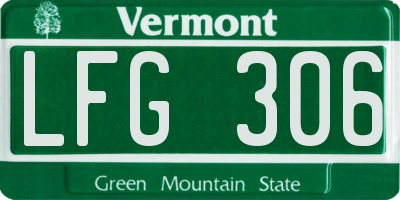 VT license plate LFG306