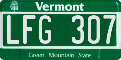 VT license plate LFG307