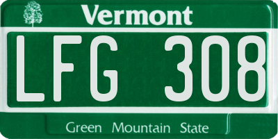 VT license plate LFG308