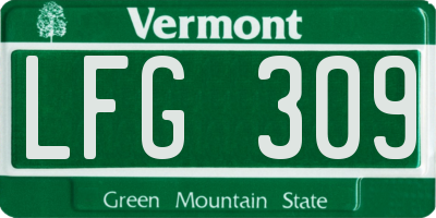 VT license plate LFG309