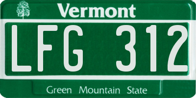 VT license plate LFG312