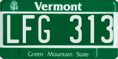 VT license plate LFG313