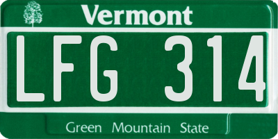 VT license plate LFG314