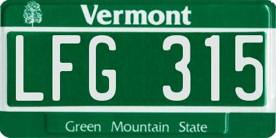 VT license plate LFG315
