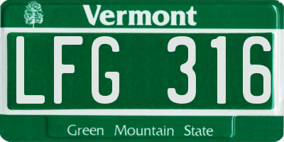 VT license plate LFG316