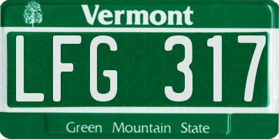 VT license plate LFG317