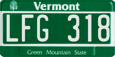 VT license plate LFG318