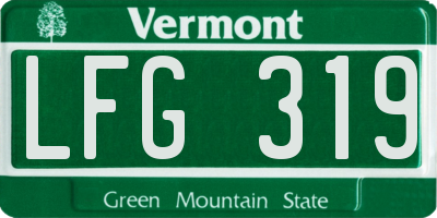 VT license plate LFG319