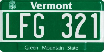 VT license plate LFG321