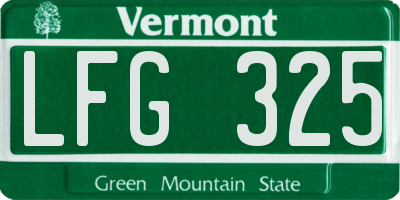 VT license plate LFG325