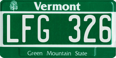 VT license plate LFG326