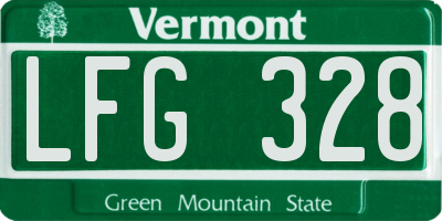 VT license plate LFG328