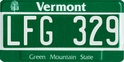 VT license plate LFG329