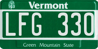 VT license plate LFG330