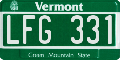 VT license plate LFG331