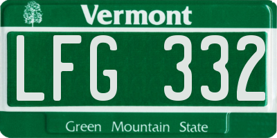VT license plate LFG332