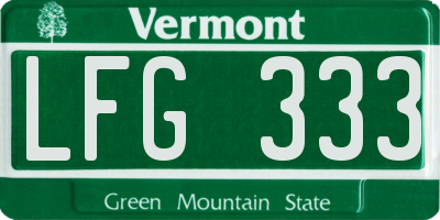 VT license plate LFG333