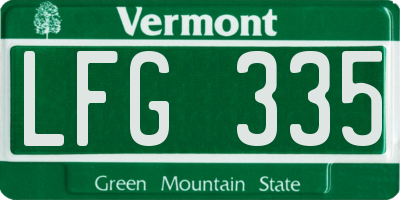VT license plate LFG335