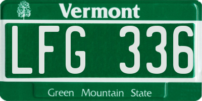 VT license plate LFG336