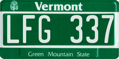 VT license plate LFG337
