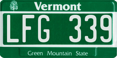 VT license plate LFG339