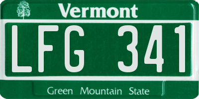 VT license plate LFG341