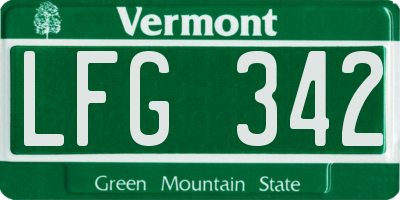 VT license plate LFG342
