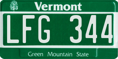 VT license plate LFG344