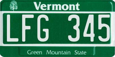 VT license plate LFG345