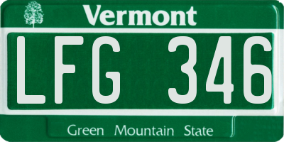 VT license plate LFG346