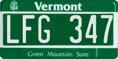 VT license plate LFG347