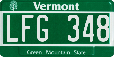 VT license plate LFG348
