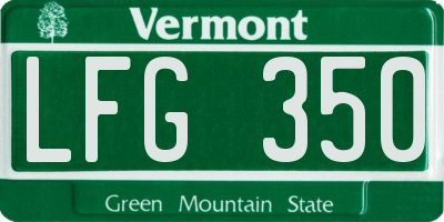VT license plate LFG350