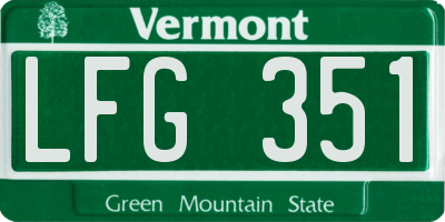 VT license plate LFG351