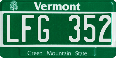 VT license plate LFG352