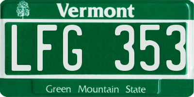 VT license plate LFG353