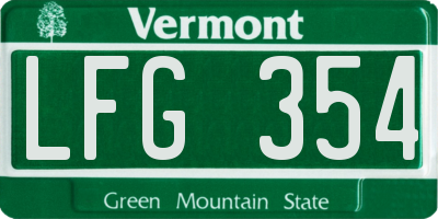 VT license plate LFG354