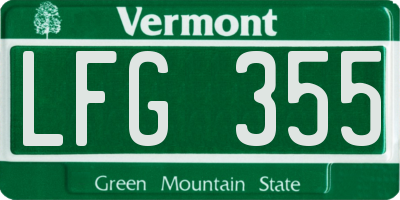 VT license plate LFG355