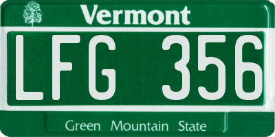 VT license plate LFG356