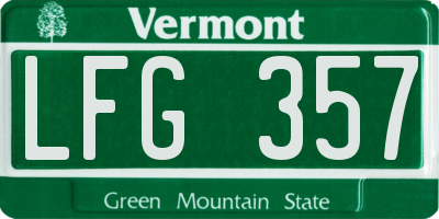 VT license plate LFG357
