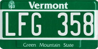 VT license plate LFG358