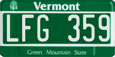 VT license plate LFG359