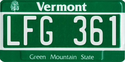 VT license plate LFG361